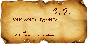 Vörös Ignác névjegykártya